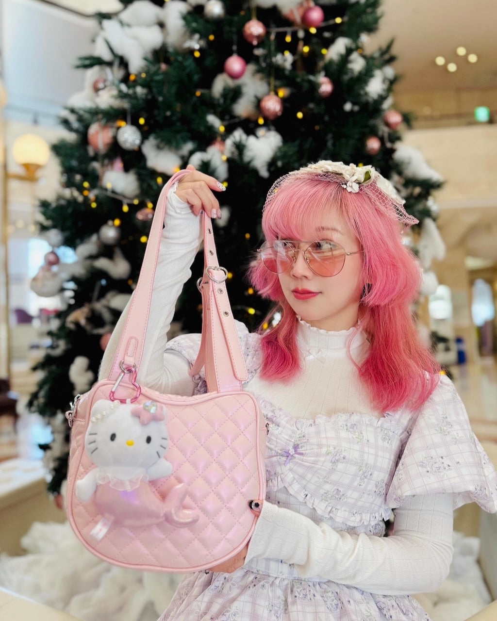 Elegant Kitty Bag - Quilted Pink