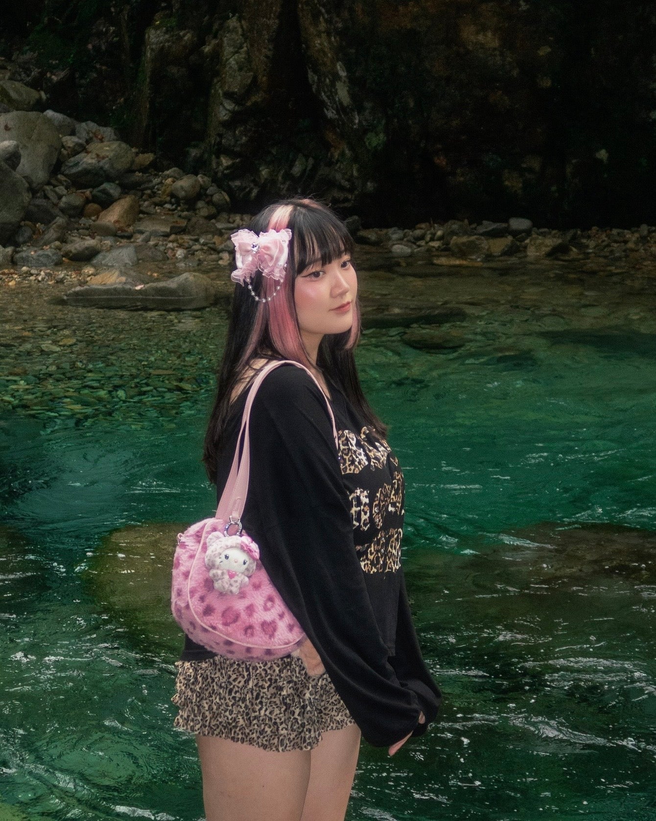 Fluffy Kitty Bag - Pink Leopard Print [PREORDER]