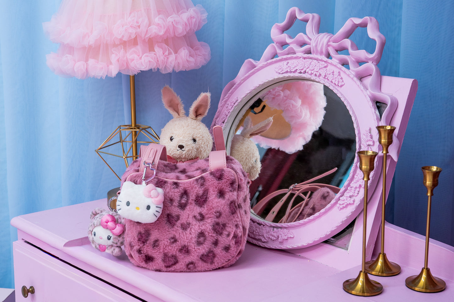 Fluffy Kitty Bag - Pink Leopard Print [PREORDER]